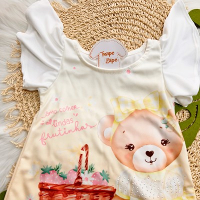 Vestido Ursinha com Manga Flare - Off White